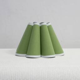 Handmade Green Fabric Lampshade With Beige Trim-97# - thumbnail 1