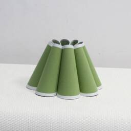 Handmade Green Fabric Lampshade With Beige Trim-97# - thumbnail 3