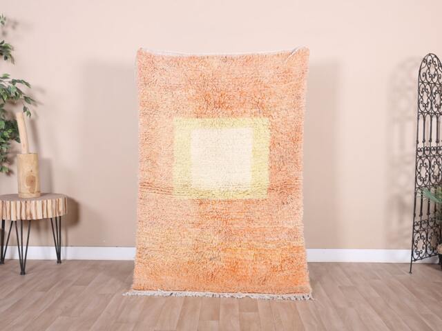 Vintage Boujaad Rug, Peach Moroccan Rug 3x5 Ft - image 1