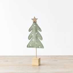 Nordic Felt Natural Christmas Tree On Wooden Base, Available in 2 Sizes, Green & Grey - thumbnail 4