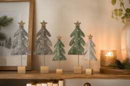 Nordic Felt Natural Christmas Tree On Wooden Base, Available in 2 Sizes, Green & Grey