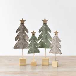 Nordic Felt Natural Christmas Tree On Wooden Base, Available in 2 Sizes, Green & Grey - thumbnail 2