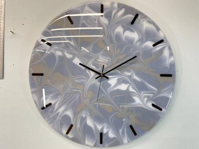 50cm Large Grey & White Modern Resin Wall Clock, Unusual Abstract Clock - image 1