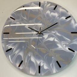 50cm Large Grey & White Modern Resin Wall Clock, Unusual Abstract Clock - thumbnail 4