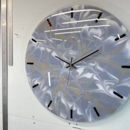 50cm Large Grey & White Modern Resin Wall Clock, Unusual Abstract Clock - thumbnail 3