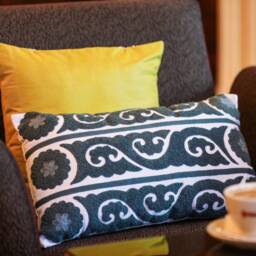 Embroidered Designer Cushion, Patterned Pillow Cover, Living Room Cushion, Tribal Cushion, Bed Cushion Cover, Grey Contemporary Pillow - thumbnail 2