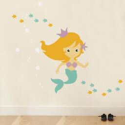 Mermaid Wall Decal Under The Sea Nursery Decor - thumbnail 2