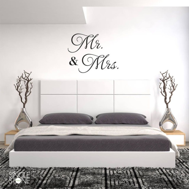 Mr. & Mrs. Wedding Wall Decal - Vinyl Text Art Custom Home Decor - image 1