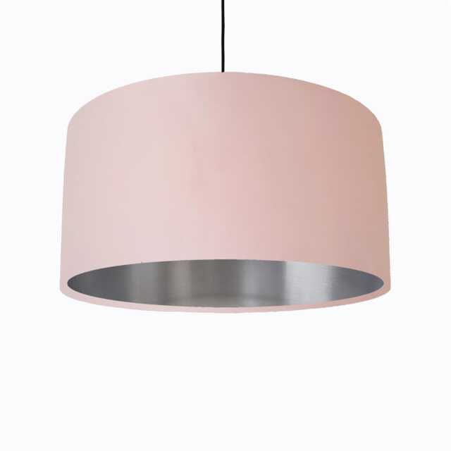 Light Baby Pink Lampshade in Velvet With Silver Lining - image 1