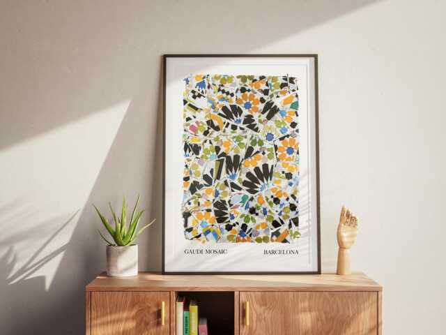 Antonio Gaudi Tiles Art Print Spanish Ceramic Pattern Wall Decor - image 1