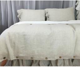 Natural Linen Duvet Cover With Wood Button Closure, Washed Linen, Queen Duvet Cover, King Linen Bedding