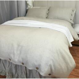 Natural Linen Duvet Cover With Wood Button Closure, Washed Linen, Queen Duvet Cover, King Linen Bedding - thumbnail 3