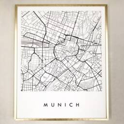 Munich Map Hand Drawn Street Print Germany City - Art Print Travel Decor Graduation Wedding Anniversary Gift European Wall - thumbnail 3