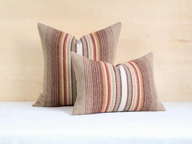 Sienna Stripe Wool Pillow Cover, Tan Striped Cover - Made To Order - image 1