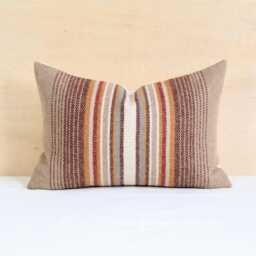 Sienna Stripe Wool Pillow Cover, Tan Striped Cover - Made To Order - thumbnail 3
