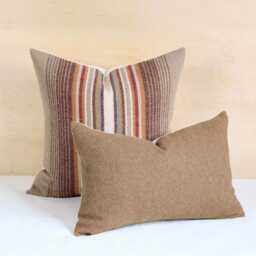 Sienna Stripe Wool Pillow Cover, Tan Striped Cover - Made To Order - thumbnail 4