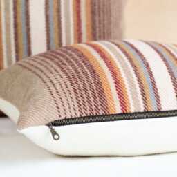 Sienna Stripe Wool Pillow Cover, Tan Striped Cover - Made To Order - thumbnail 2