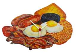 Full English Breakfast Clock - Cafe Clocks Greasy Spoon Fry Up Ups Fd12C - thumbnail 1