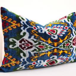 Silk Velvet Ikat Pillow Cover, Handmade Home Decor - thumbnail 2