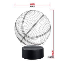 Personalised Basketball Ball Led Night Light 3D Illusion Kids Bedroom Lamp - thumbnail 1