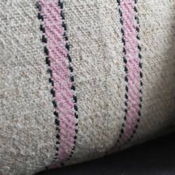 Antique Pink Stripe Grain Sack Farmhouse Pillow Cover - thumbnail 3
