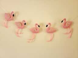 Flamingo Garland, Girl's Wall Hanging, Party Decoration, Tropical Nursery, Bedroom Banner, Decor, Decor - thumbnail 1