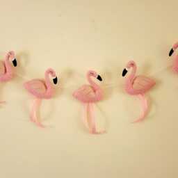Flamingo Garland, Girl's Wall Hanging, Party Decoration, Tropical Nursery, Bedroom Banner, Decor, Decor - thumbnail 2
