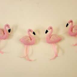 Flamingo Garland, Girl's Wall Hanging, Party Decoration, Tropical Nursery, Bedroom Banner, Decor, Decor - thumbnail 3