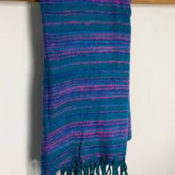 "Cosy Lightweight Blanket, Warm Colorful Festival Shawl, 38""x78" - thumbnail 2