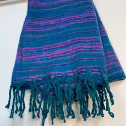 "Cosy Lightweight Blanket, Warm Colorful Festival Shawl, 38""x78" - thumbnail 4