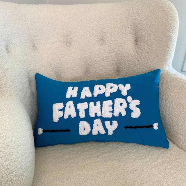 Embroidered Father's Day Pillow, Linen Punch Needle Throw Pillow - image 1