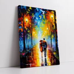 Romance Couple Walking Starry Night Van Gogh Oil Painting Wall Art Framed Canvas Poster Print Home Kitchen Office Room Decor Gift For Love - thumbnail 2
