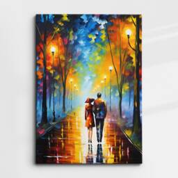 Romance Couple Walking Starry Night Van Gogh Oil Painting Wall Art Framed Canvas Poster Print Home Kitchen Office Room Decor Gift For Love - thumbnail 3