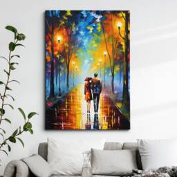 Romance Couple Walking Starry Night Van Gogh Oil Painting Wall Art Framed Canvas Poster Print Home Kitchen Office Room Decor Gift For Love - thumbnail 1
