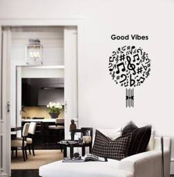 Good Vibes Vinyl Wall Decal Musical Tree Music Notes Room Art Stickers Mural - #2931Di - thumbnail 1