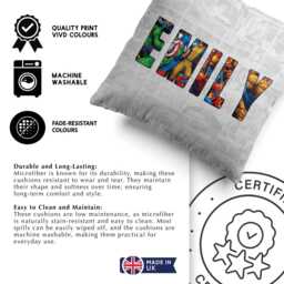 Personalise Your Name Superhero Character Logo Design Kids Children His Hers Filled Zipped Closure Cushion Gift Bedroom Decoration - thumbnail 3
