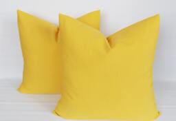 Set Of 2 Solid Yellow Cotton Throw Pillow Covers - thumbnail 1