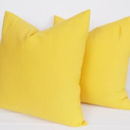 Set Of 2 Solid Yellow Cotton Throw Pillow Covers - thumbnail 2