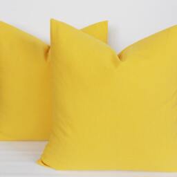 Set Of 2 Solid Yellow Cotton Throw Pillow Covers - thumbnail 3