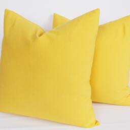 Set Of 2 Solid Yellow Cotton Throw Pillow Covers - thumbnail 4
