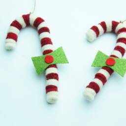 Felt Candy Cane, Set 2, Christmas Ornament, Holiday Wool Decor, Decor Gift, Cane Hanging - thumbnail 4