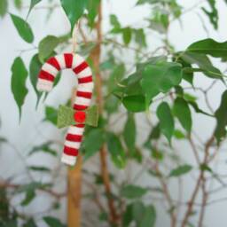 Felt Candy Cane, Set 2, Christmas Ornament, Holiday Wool Decor, Decor Gift, Cane Hanging - thumbnail 3