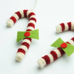 Felt Candy Cane, Set 2, Christmas Ornament, Holiday Wool Decor, Decor Gift, Cane Hanging - thumbnail 2