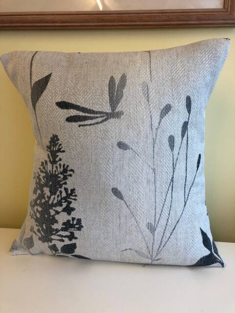 One Handmade Reversible Cushion in Laura Ashley Dragonfly Ombre Steel - image 1