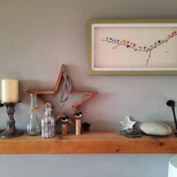 Panoramic Rainbow Birds - Driftwood & Sea Glass Picture Framed Handmade Horizontal Wall Art - thumbnail 2
