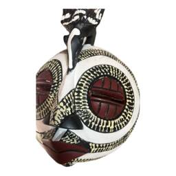 Hand Carved Sese Wood African Mask White Bird Wall Decor - thumbnail 2