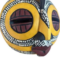 Hand Carved Sese Wood African Mask White Bird Wall Decor - thumbnail 4