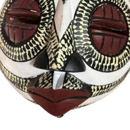 Hand Carved Sese Wood African Mask White Bird Wall Decor - thumbnail 3