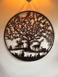 Bronze Woodland Tree Of Life Metal Garden Outdoor Wall Art Plaque 50cm Diameter - thumbnail 1