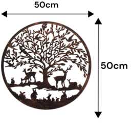 Bronze Woodland Tree Of Life Metal Garden Outdoor Wall Art Plaque 50cm Diameter - thumbnail 2